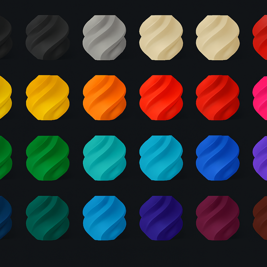 3D printing filament colour swatches