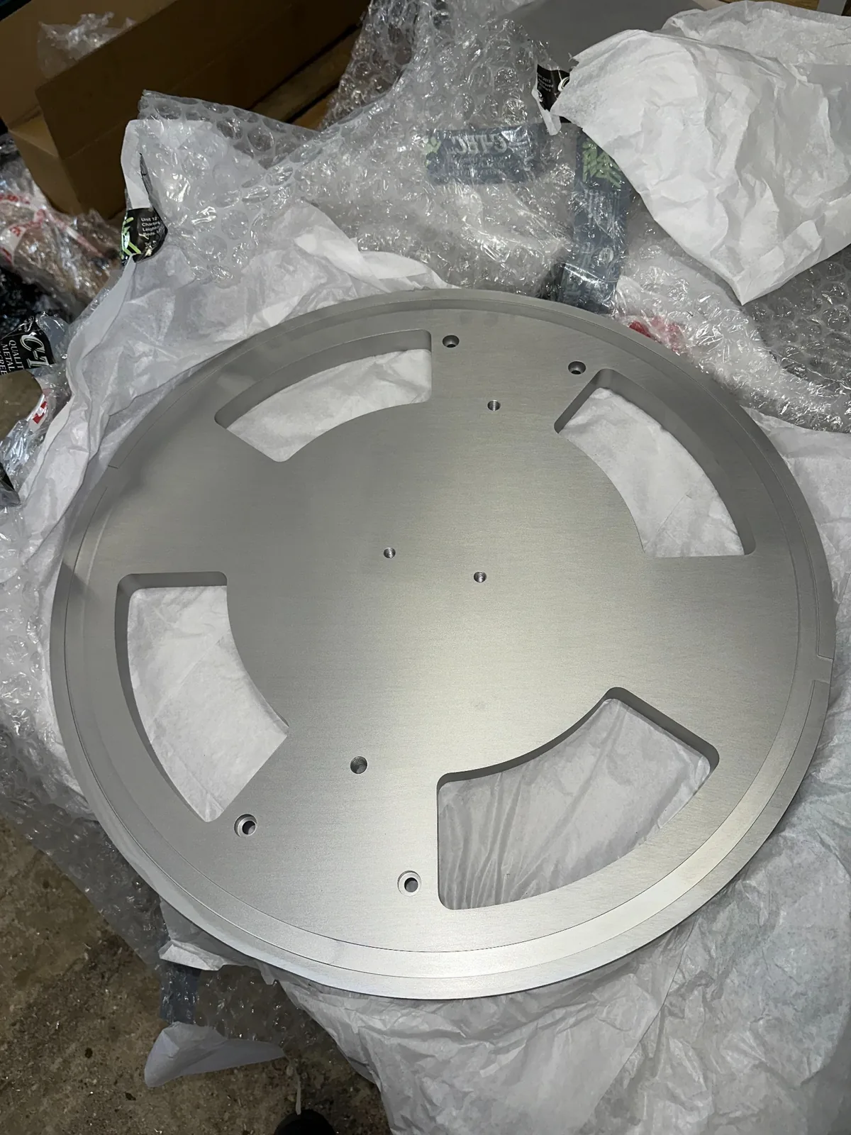 CNC machined metal rotary plate manufactured by Wards Welding and Fabrications