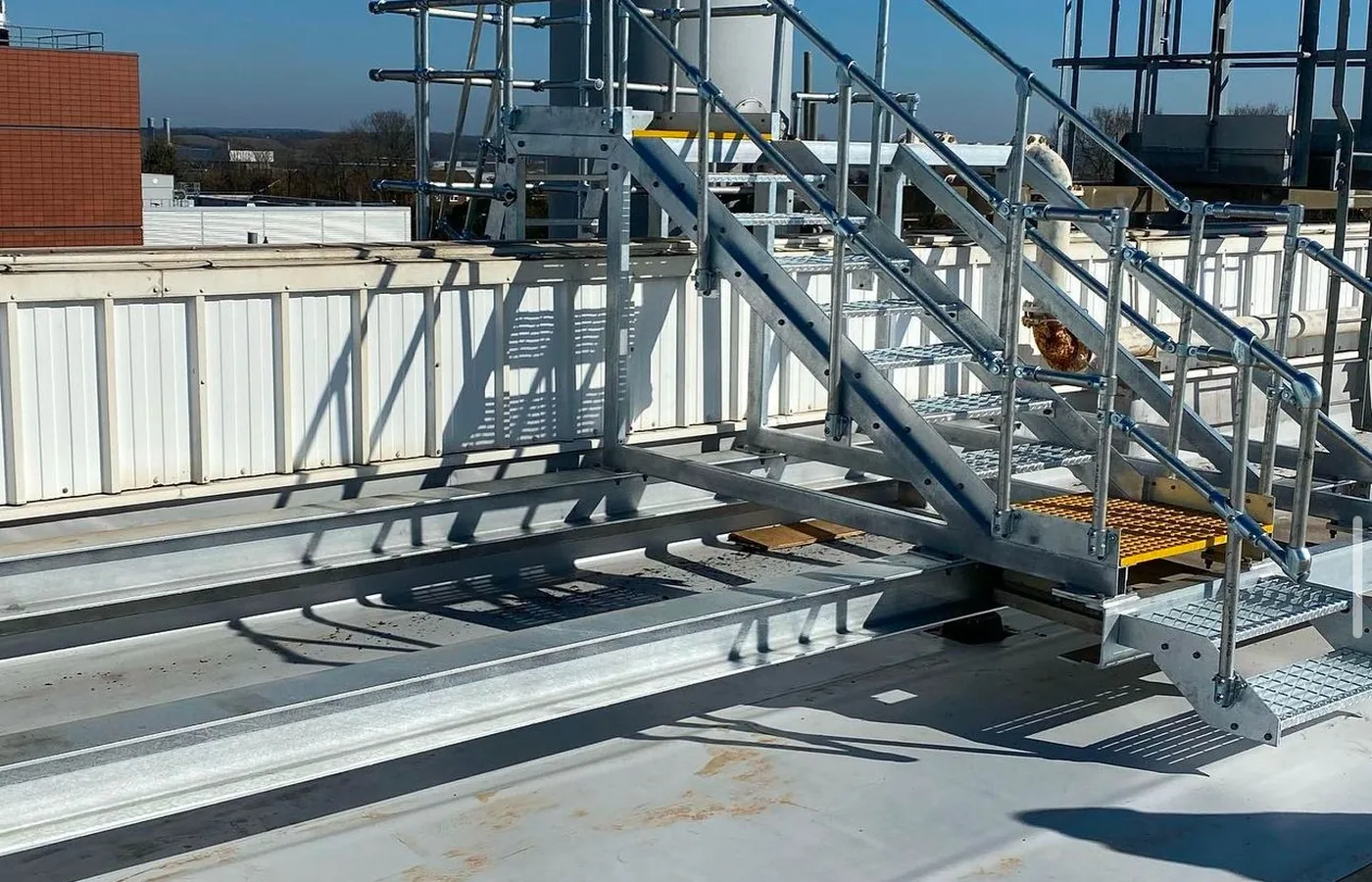 Galvanised structural roof access platform fabricated by Wards Welding and Fabrications in Milton Keynes