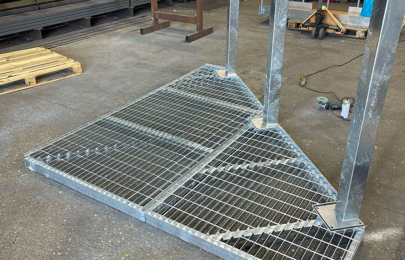metal fabrication platform with posts for mounting HVAC equipment in Milton Keynes
