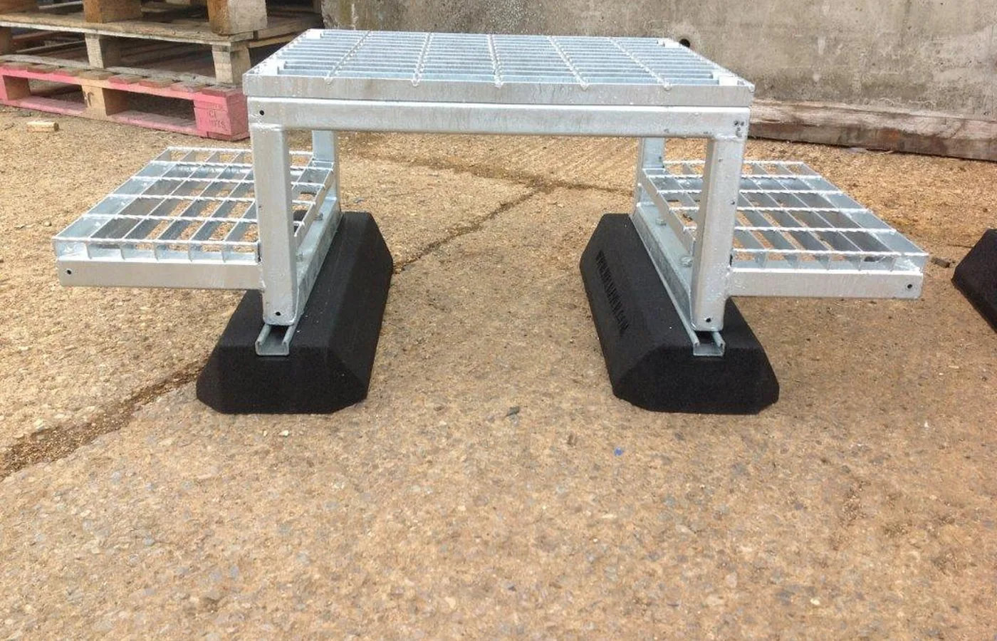 roof access platform avoiding pipes and cables