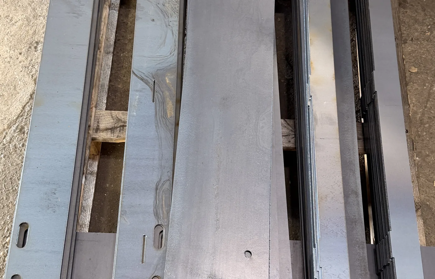 Large metal laser cut components ready for fabrication
