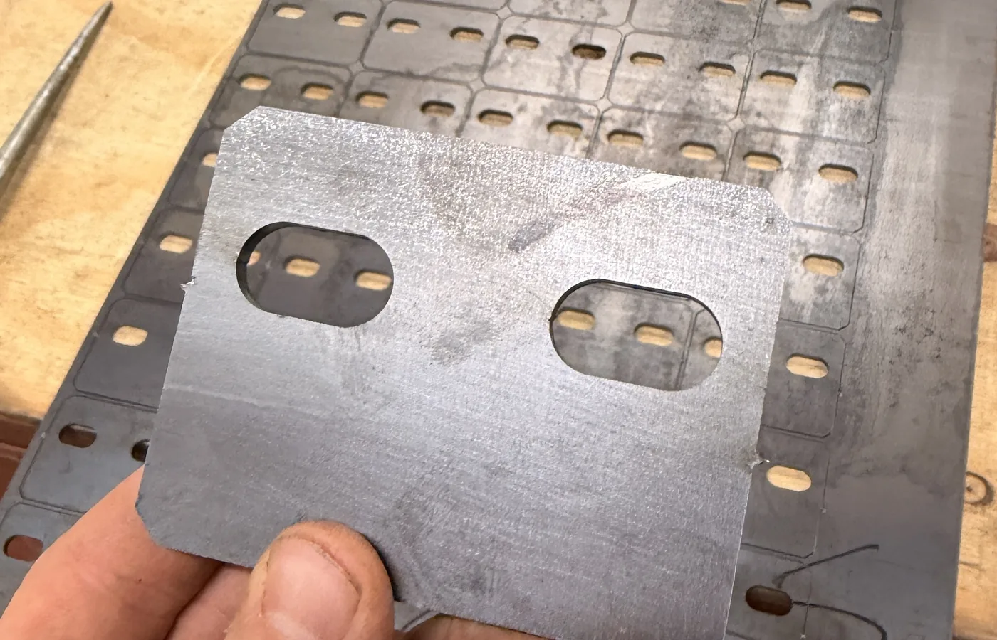 Production laser cutting batch of components at Wards Welding and Fabrications